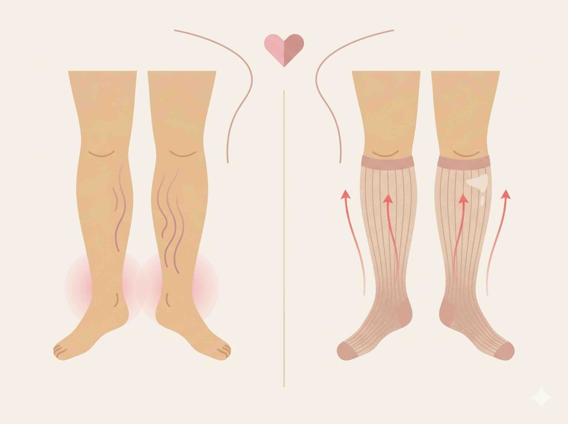 Illustration : enfiler des chaussettes de contention et marcher au quotidien